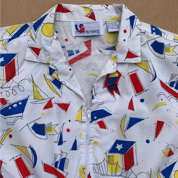 Vintage 80s sailing print romper, new with tags - Picture 3 of 14